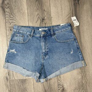 Pacsun Women's Mom Short Size 28 Blue Distressed Jeans